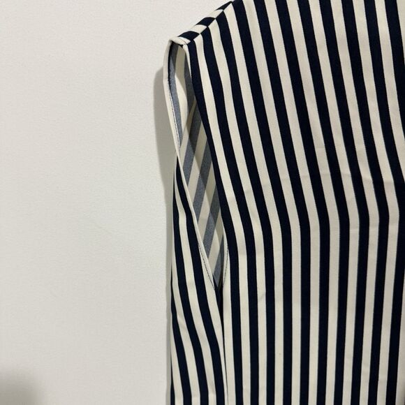 H&M Women Dresses Shift Navy White Sailor Stripe Nautical Polyester Size 4 - Picture 6 of 8